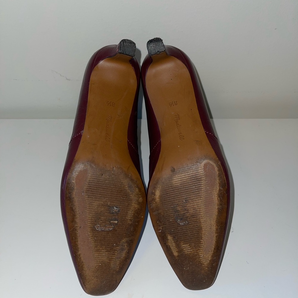Madewell The Dimes Kitten-Heel Boot in Crinkle Leather - Deep Merlot (Burgundy) - Picture 6 of 11